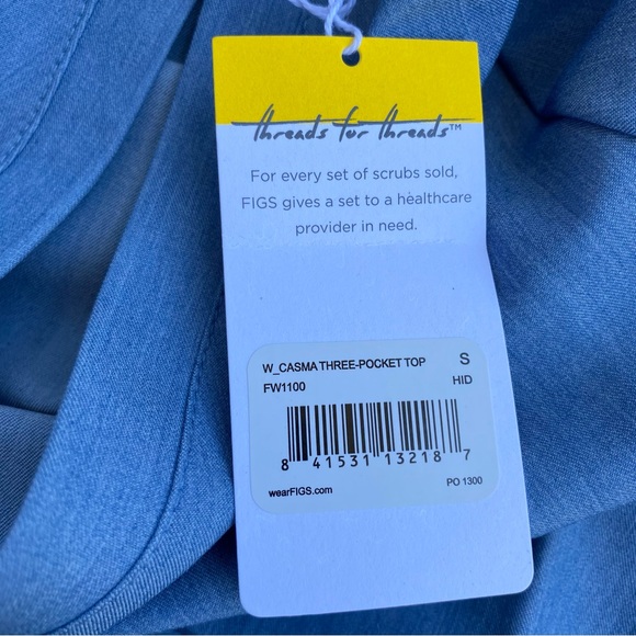 Figs Casma Three-Pocket Top in Heather Indigo Denim Size Small - Picture 5 of 6